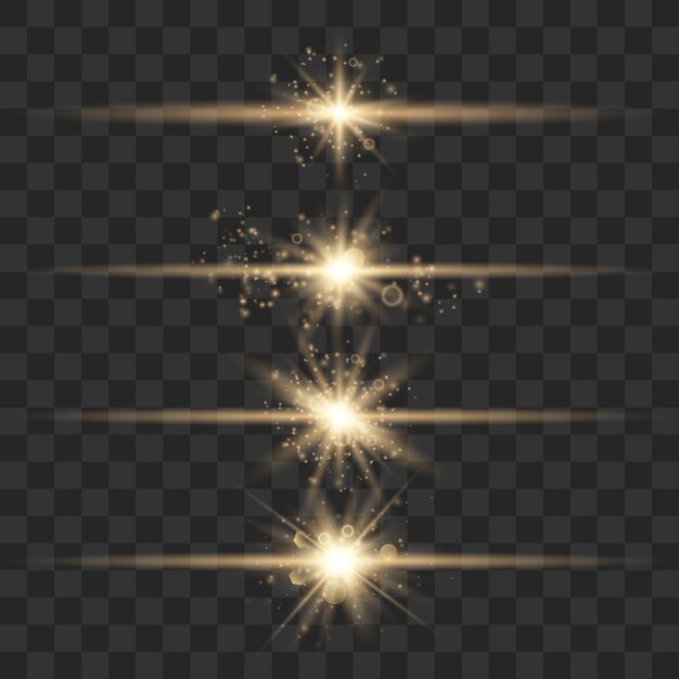 Set Blitze, Lichter und Funken. Goldglühen.