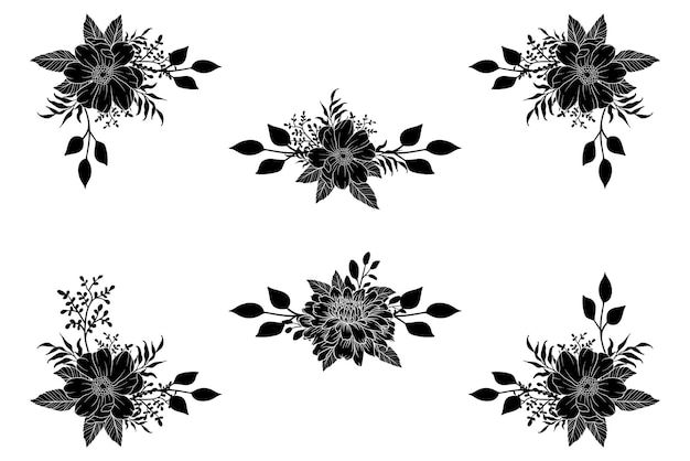 Set botanische Blüte Blumenelemente Dekorativ für Einladungskarte