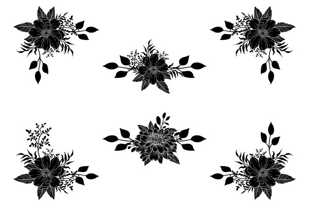 Set botanische Blüte Blumenelemente Dekorativ für Einladungskarte