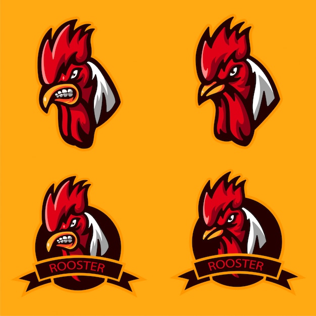 Set bundle head angry rooster logo für maskottchen