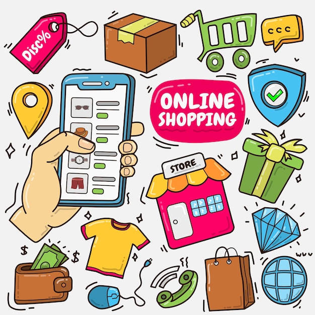 Set bunte online-shopping