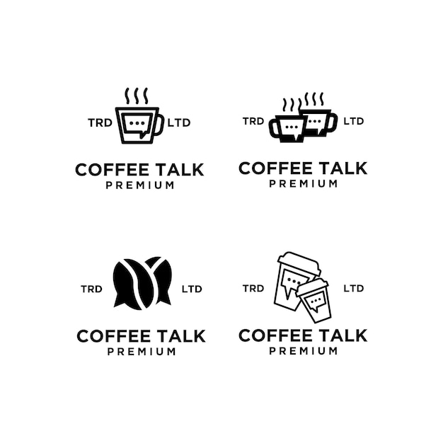 Set collection coffee talk chat einfaches schwarzes vektor-logo-design