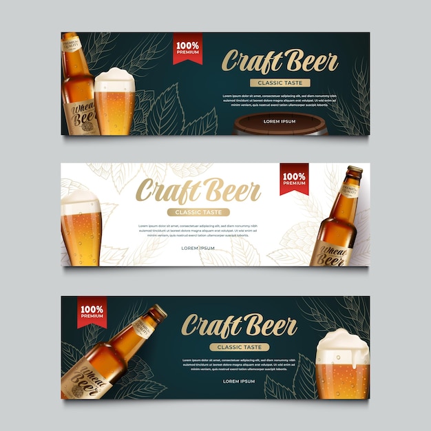 Vektor set craft beer banner