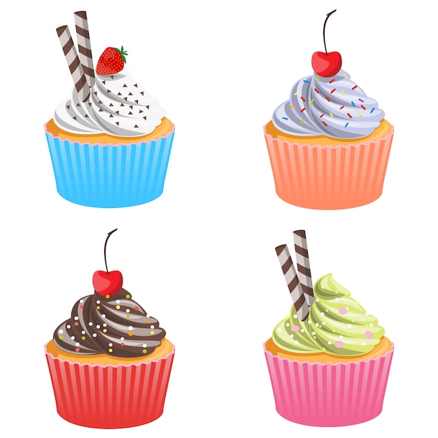 Vektor set cupcakes