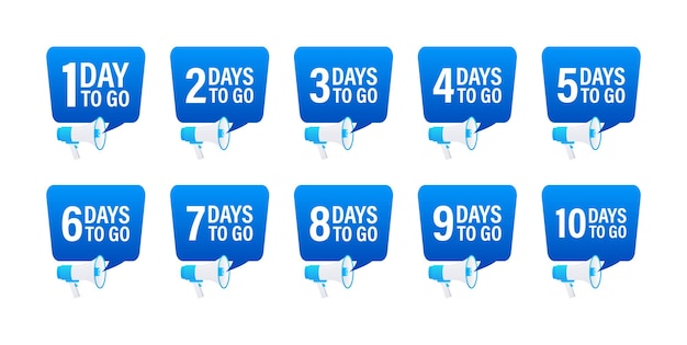 Set days to go-abzeichen countdown-abzeichen produkt begrenzte promo-tagesvorrat