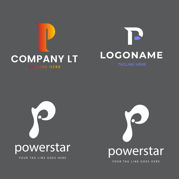 Set der Buchstaben-P-Logo-Kollektion mit farbenfrohem Konzept für das Unternehmen