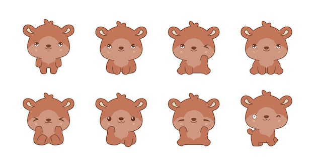 Set der kawaii teddybären-illustrationskollektion