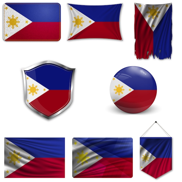 Set der nationalflagge der philippinen