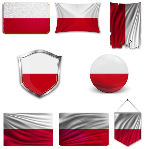 Vektor set der nationalflagge von polen