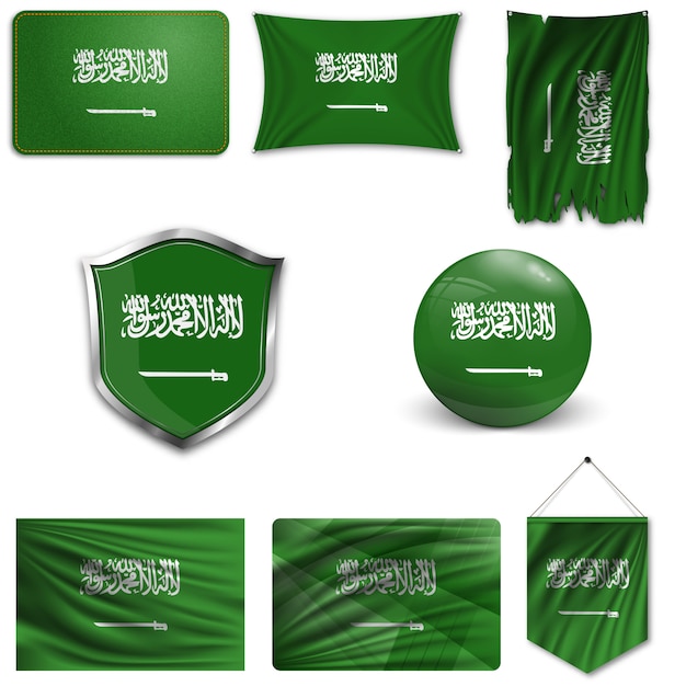 Set der nationalflagge von saudi-arabien