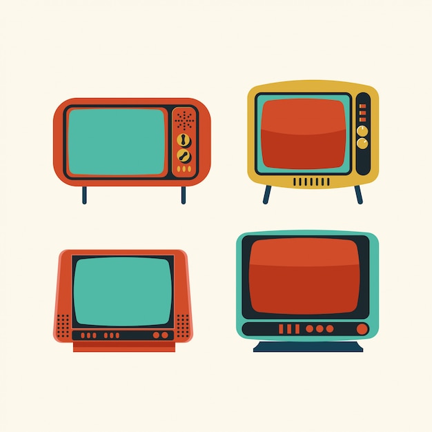 Set der Retro- Fernsehabbildung