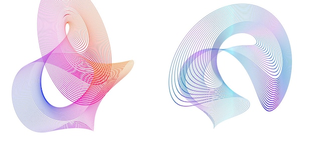 Set Design Element Kreis Isolierte fette Vektorfarben goldener Ring aus abstrakten leuchtenden wellenförmigen Streifen vieler glitzernder Wirbel erstellt mit Blend Tool Vektor-Illustration EPS10 für Ihre Präsentation