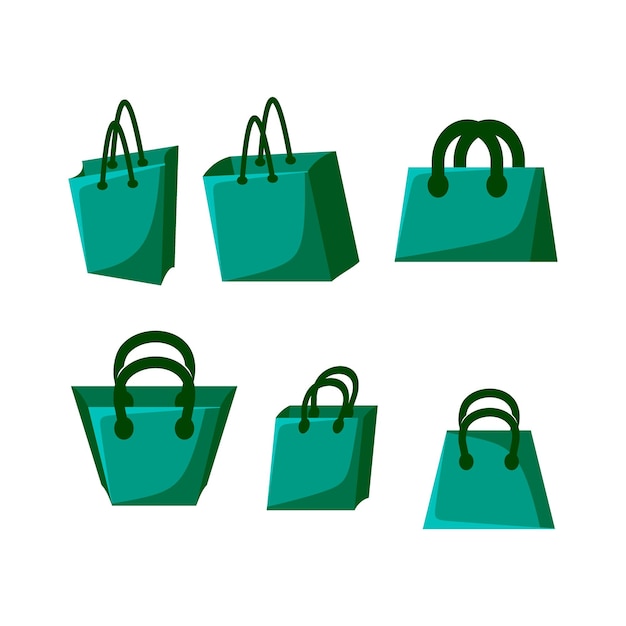 Set einkaufstasche symbol online-shop-logo isoliert auf weißem hintergrund
