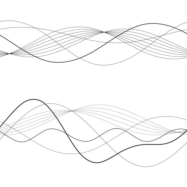 Vektor set elemente design abstract bruchstreifen auf weißem hintergrund isoliert gekrümmter wellenstreifen