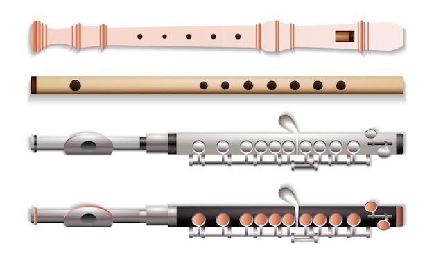 set flötenmusikinstrument in verschiedenen farben.