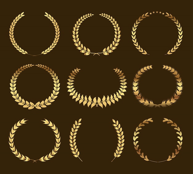 Set goldene Lorbeerkränze