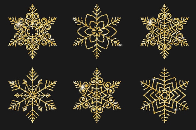 Set goldene schneeflocken für design