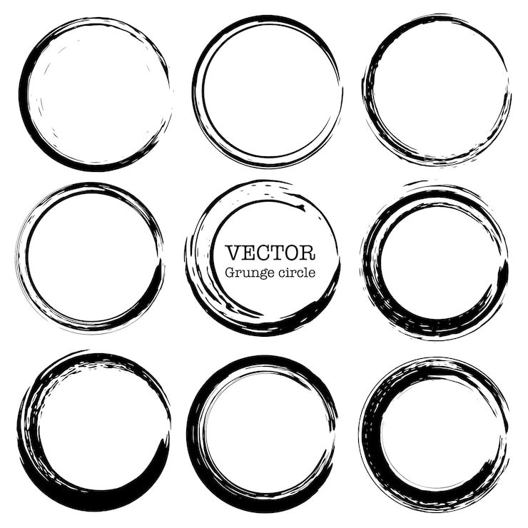 Vektor set grunge kreise, runde formen des schmutzes.
