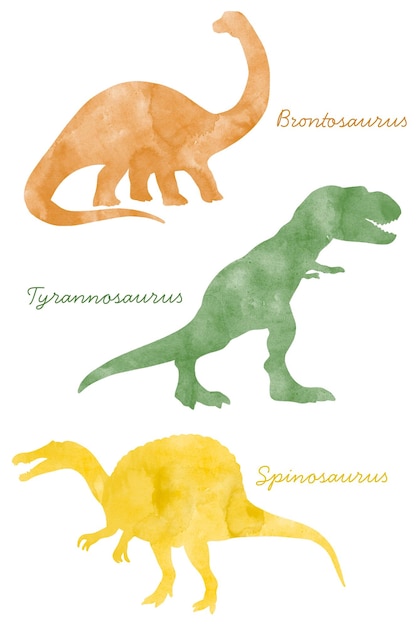 Set handgemalter aquarell-dinosaurier