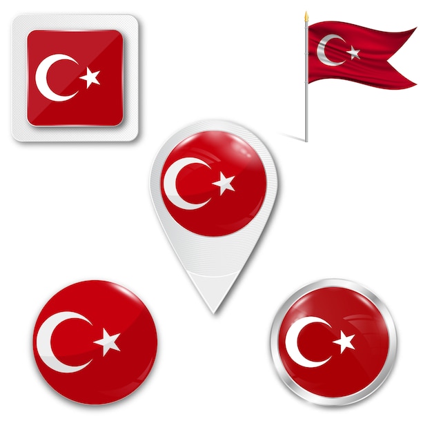 Vektor set icons nationalflagge der türkei