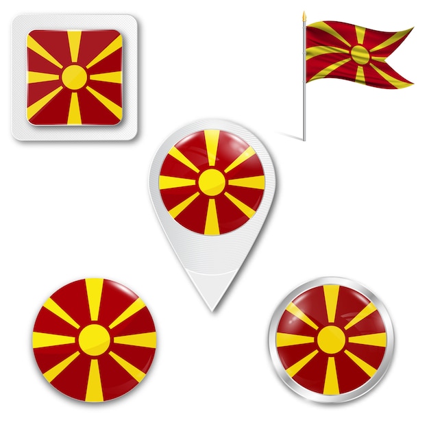 Set icons nationalflagge mazedoniens