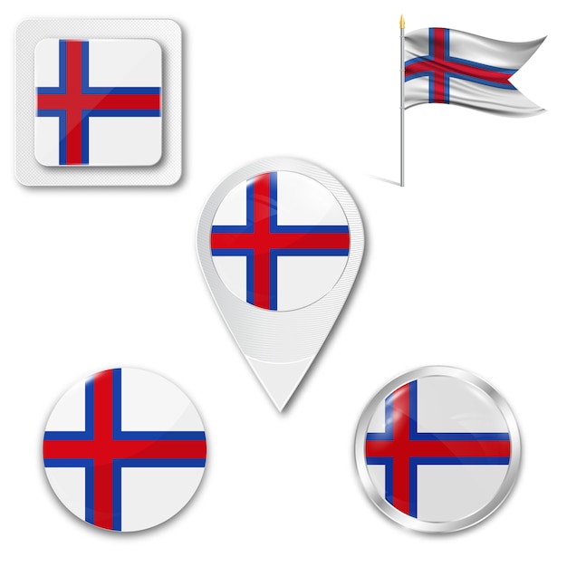 Set icons nationalflagge von färöer