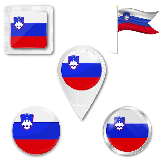 Set icons nationalflagge von slowenien