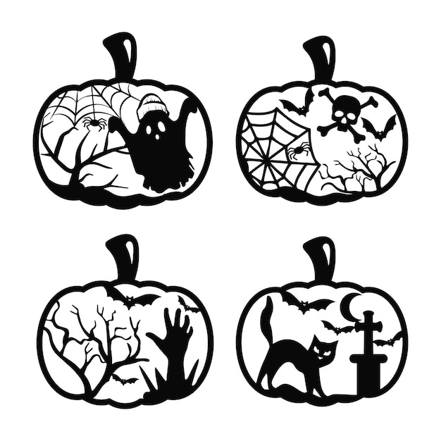 Vektor set kürbis-halloween-cricut-dateien