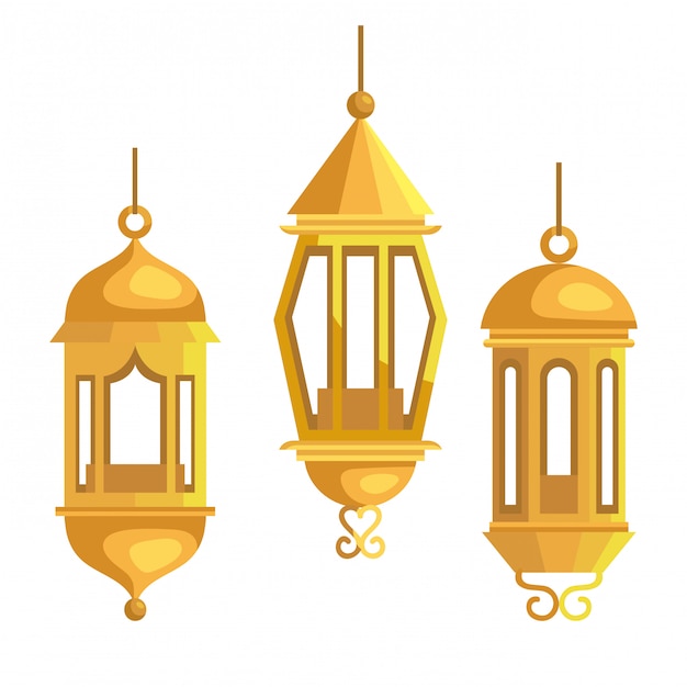 Vektor set laternen hängen von ramadan kareem illustration