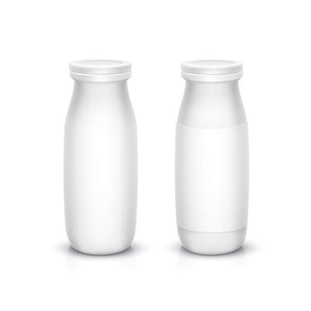Set leere weiße Flaschen für Joghurtmilch