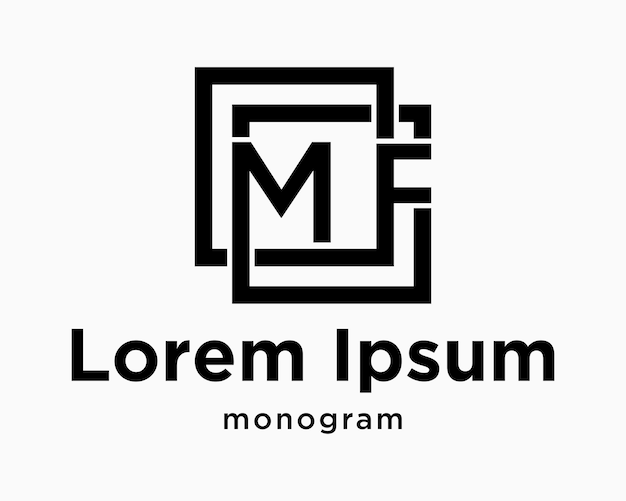 Set letter mf monogramm typografie alphabet capital elegant style square connect brand design vector