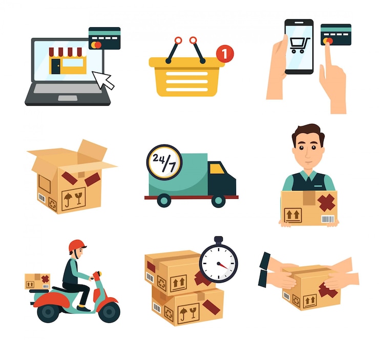 Vektor set lieferung und online-shop