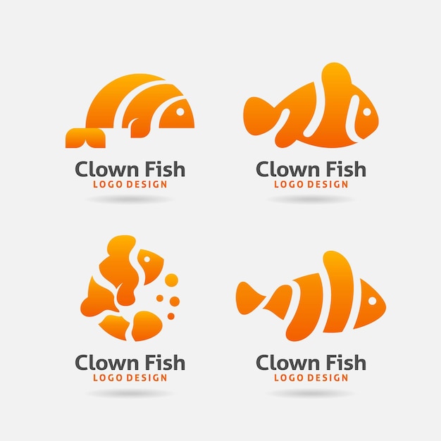 Vektor set mit clownfisch-logo-design