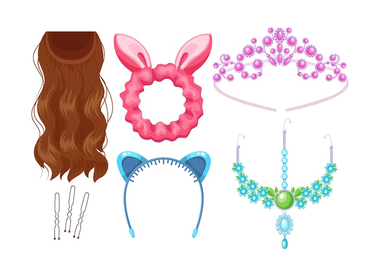 Vektor set mit femininen haaraccessoires artikel für damenfrisuren
