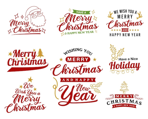Set mit Glücklichen Weihnachten und frohen Neujahrsbriefen
