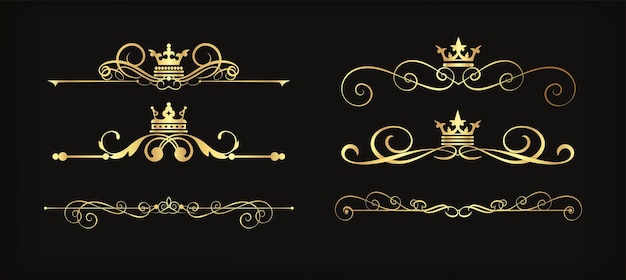Set mit goldenen Vintage-Elementen im königlichen Stil