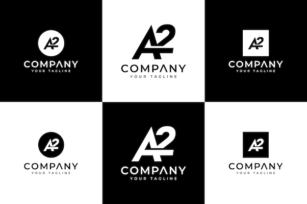 Vektor set mit kreativem design des ersten a2-logos für alle anwendungen