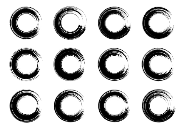 Set mit schwarzen Pinselstrichen