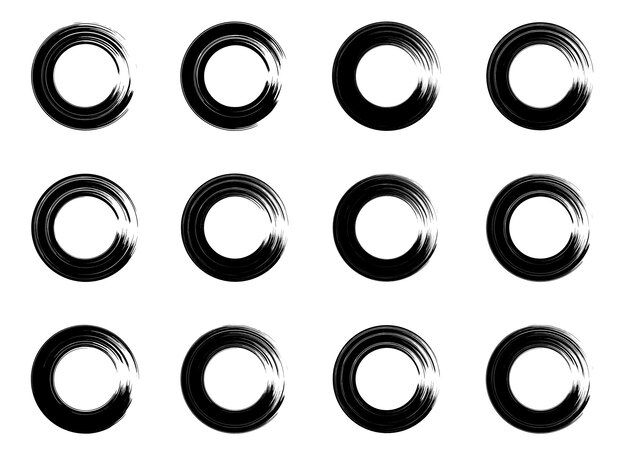 Set mit schwarzen Pinselstrichen