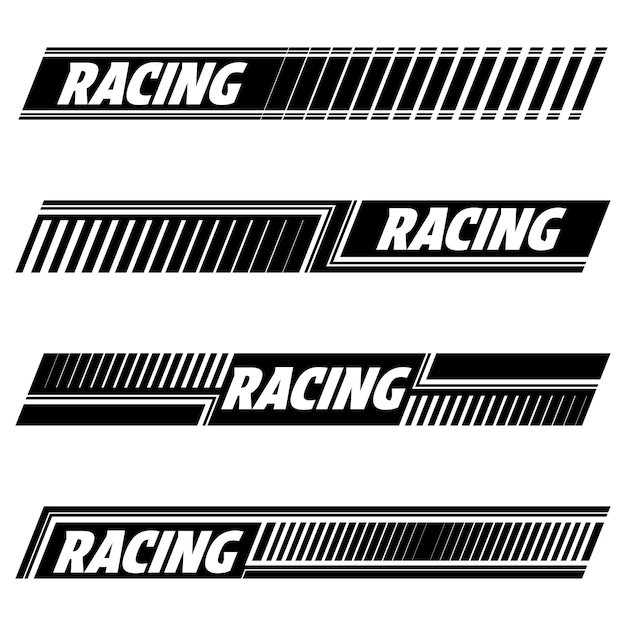 Vektor set mit schwarzen racing-sport-aufklebern