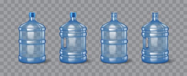 Set mit vier großen blauen Wasserflaschen
