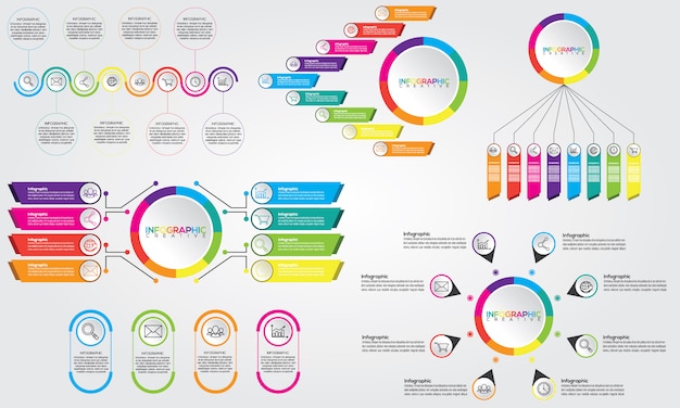 Set moderne infografik mit vielen stilrichtungen