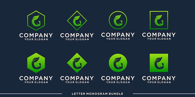 Set monogramm symbol initiale g logo design-vorlage