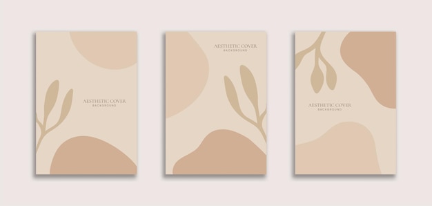Vektor set of 3 beautiful cover background a4 with blob and leaf object dynamic style for banner pamphlet poster frame border presentation flyers cover book ads wedding invitation social media