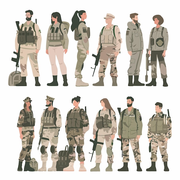 Vektor set_of_men_and_women_in_military_uniformarmy