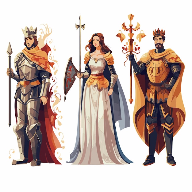 Vektor set_of_vector_isolated_illustrations_of_medieval style