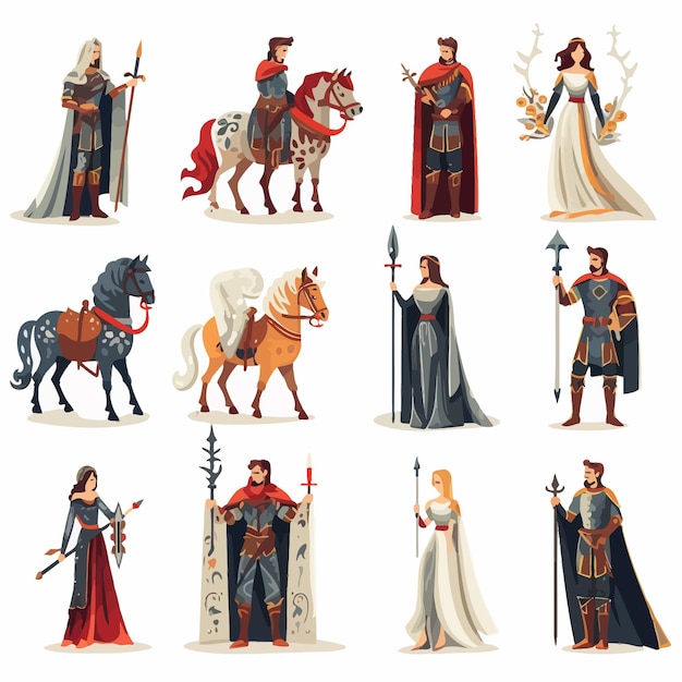 Vektor set_of_vector_isolated_illustrations_of_medieval style