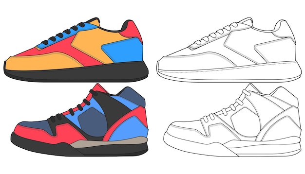 Set off Sneaker Schuh Konzept Flaches Design Vektor-Illustration Turnschuhe im flachen Stil