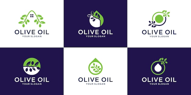 Vektor set olivenöl-logo-vorlage