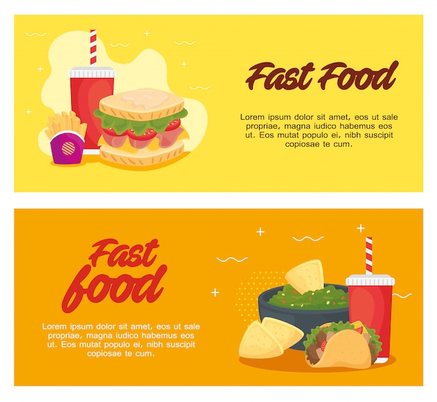 Set poster, leckeres fast food